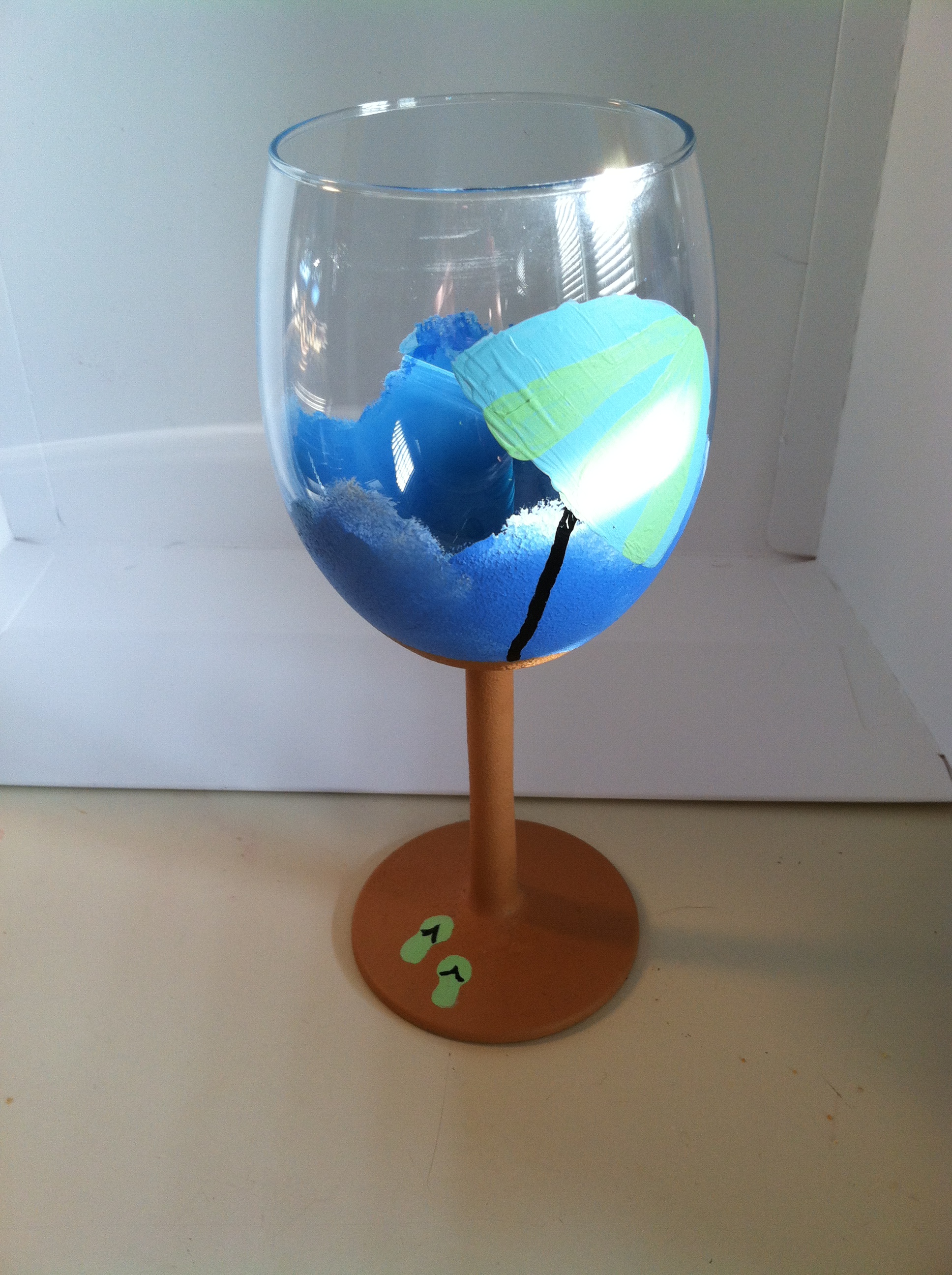 Hand Painted Set Of 4 Beach Wine Glasses on Luulla